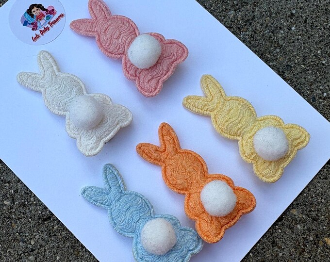 Pastel Bunny Hair Clips, Handmade Easter Barrettes for Toddlers, Alligator Snap Clip Accessories
