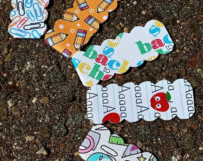 Back to School Snap Hair Clips: Pencil, Apple, ABC