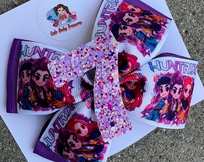 K-Pop D. Hunter First Birthday Hair Bow: Pink Grosgrain Ribbon, Custom Outfit