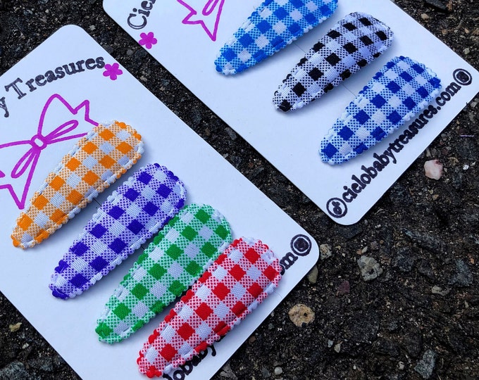 Handmade Tartan Snap Clips: Back to School Hair Accessories
