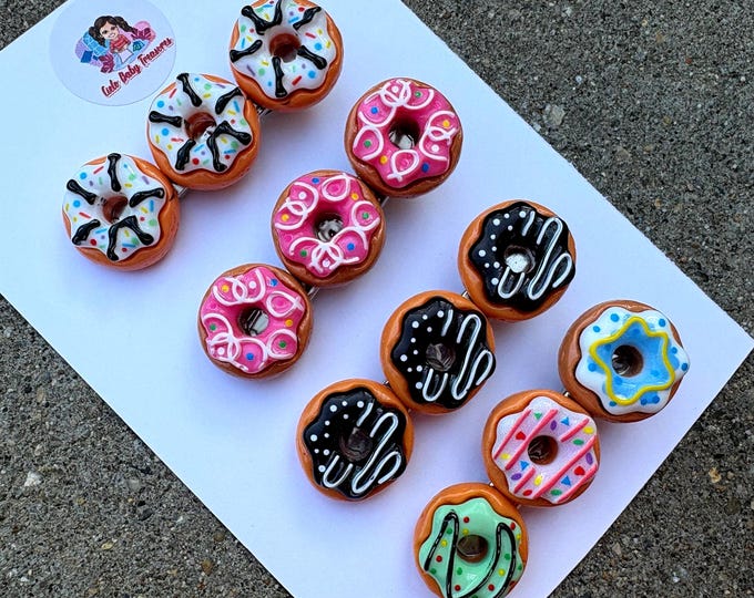 3 Donuts Waffle Sprinkles Large Alligator Clip- Candy-Handmade Ice Cream Cone Hair Clip: