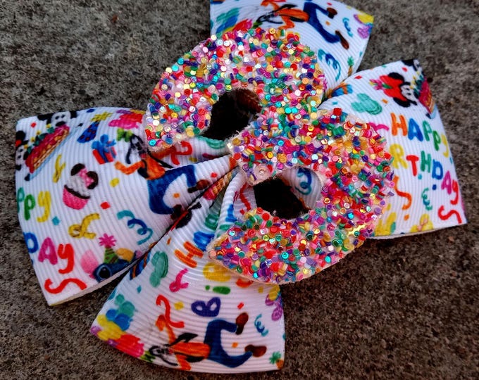 Handmade Birthday Hair Bow: Donut Cupcake Party Headband
