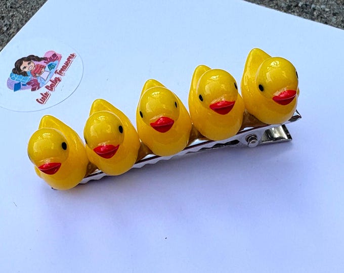 Handmade Duck Hair Clips for Thick Hair: Polymer Clay Alligator Barrette Accessory