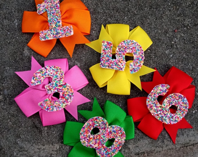 Personalized Sprinkles Hair Bow: First Birthday Party Favor