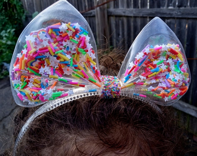 Confetti Stars Shaker Hair Bow: Handmade Plastic Headband