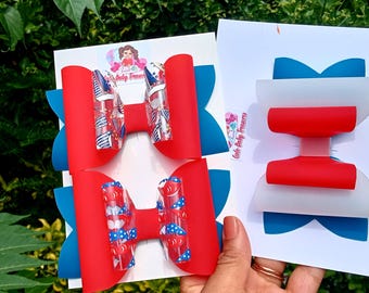 Independence Day USA Large Waterproof Pool Bows-July 4th-Patriotic-Pool-kisses Flag USA-Baby Girl-Star-Nylon Newborn Bow-Sailor Summer Bows