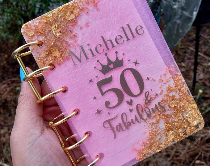 Personalized Refillable Notebook (Size A5, A6 or A7) 25+ Colors-Custom Resin Glitter-Handmake Name Resin Notebooks Small, Medium or Large