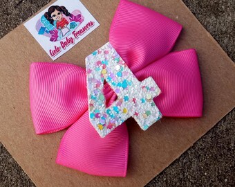 Personalized Birthday Baby Girl Hair Bows-21 Different Colors-Custom Sprinkle-bow-Headband Donut-Cupcake Ice Cream Party-First Birthday Girl