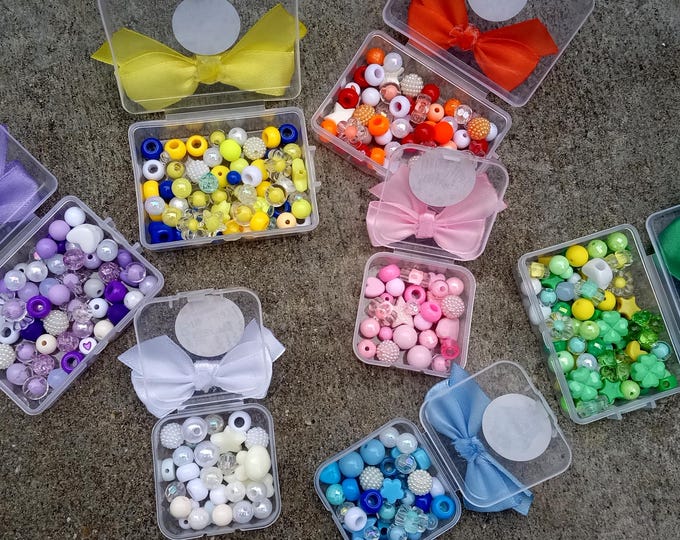 DIY Bead Bracelet Kit: Rainbow Party Favor, Kids Jewelry Making