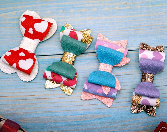Girls Glitter Bows Elegant Valentine's Day Hair Bow Hearts,Toddler Hair Bow Headband,Valentines Gift for Girls' Heart Hair Bow,Christmas bow