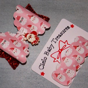 Handmade Glitter Christmas Hair Bow or Snap Clip: Santa Belt Design