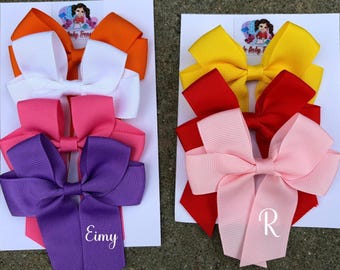 Personalized Medium Hair Bow/Bows School Holiday Day/Summer Hair Bows Baby Toddler Grosgrain Love Bow/Costumer Bow Birthday/Accessories