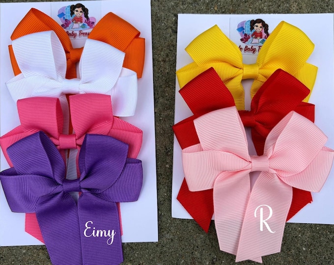 Personalized Grosgrain Hair Bow: Custom School Colors, Alligator Clip