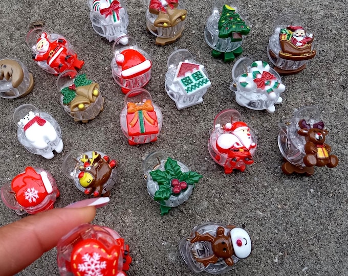 Small Acrylic Hairpin Resin Clips-Glitter Christmas Hair Claw-Santa-Tree-Snowman-Gift-Women Girl-Fun-Party-Accessories-Acetate-Reindeer
