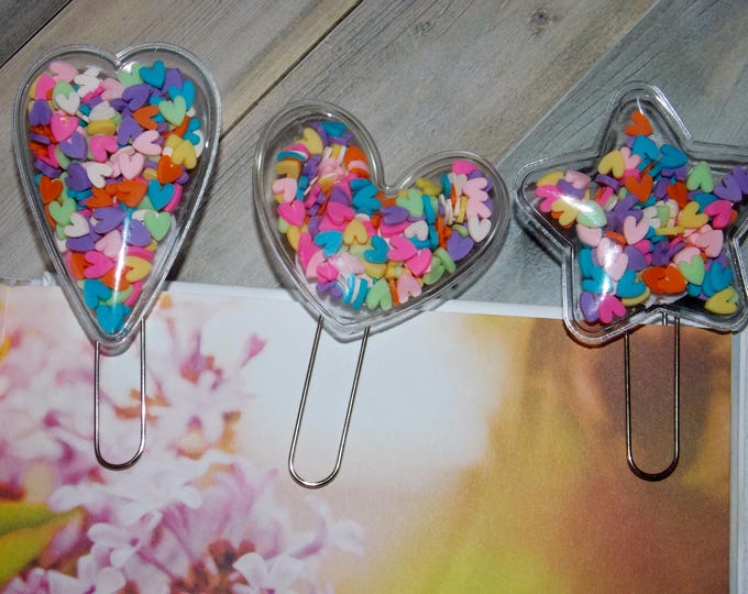 Unique Paper Clips-Heart and star shaped  clip for planner-Bookmark Gift-Teacher-Back to School-