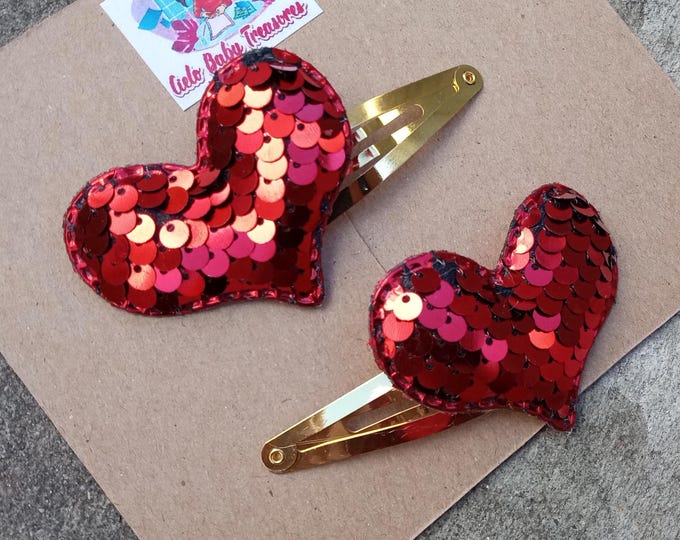 Red Hearts Love Large or Set 2 Alligator Clips-TO FROM-Clip-Girl Clip- Barrette-Toddler Clip-Accessories-Not Slippery-Perfect trimming bang