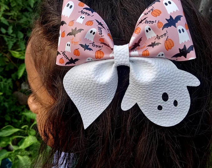 Ghost Hair Bow: Halloween Candy Corn Clip - Fall Hair Accessory