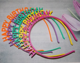 Happy Birthday Plastic Headbands-Party Girls-birthday gift-Girl’s Hair Accessories-Birthday outfit-Birthday Present-hoto shoot prop birthday