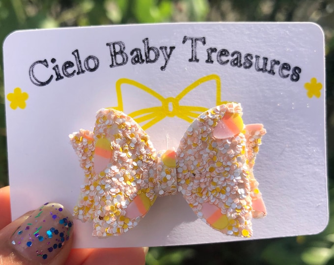 Double Stacked Glitter Hair Bow: Handmade Alligator Clip Bow