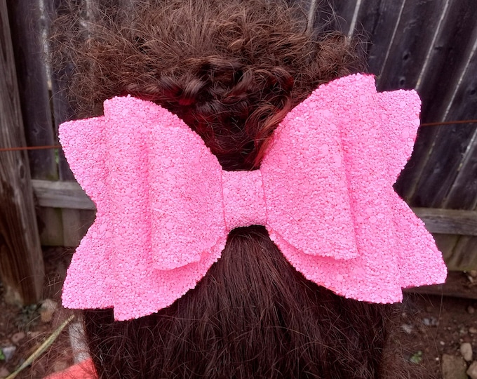 Handmade Double Stacked Glitter Hair Bow: Girls Back to School Clip