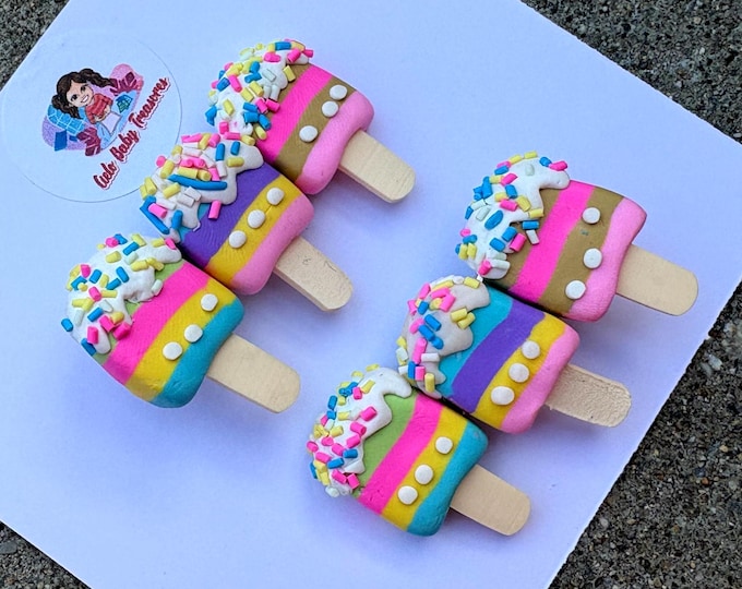 Handmade Ice Cream Cone Hair Clip: Waffle Sprinkles Alligator Clip