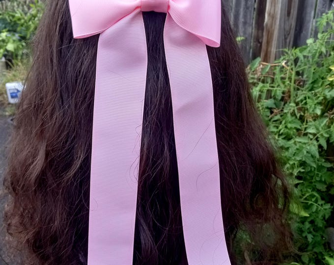 Big Hair Bow Ponytail Holder: Handmade Girls' Hair Clip, Elastic Band