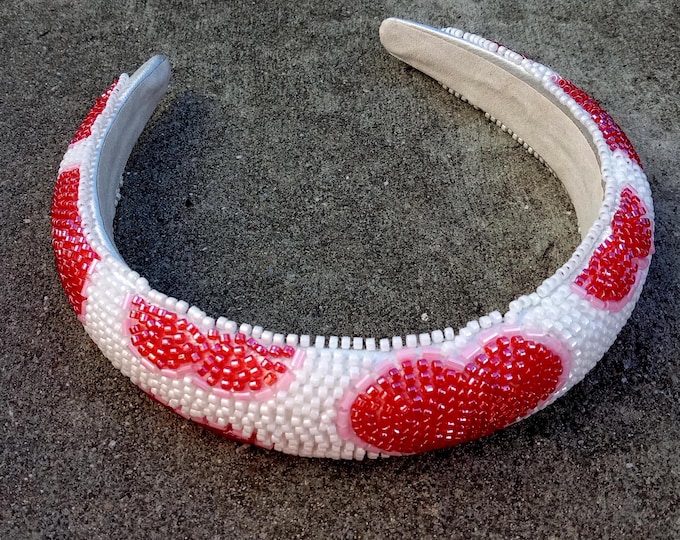 Love Headband Seed Beads-Hearts Conversation-Valentine Red,Pink,White-Women-Accessories Best Friend Gift-Candy Hearts-For You Present-XOXO