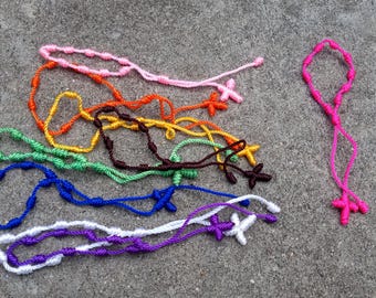 Knotted Bracelet Cord Rosary-Minimalist Rosary-Twine Rosary-Protection Rope-Cord Rosary-Friendship-cross Handmade Twine Rosary-Prayer