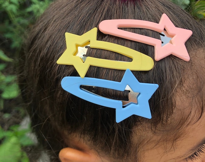 Star Snap Hair Clips: Matte Acrylic, No Slip Toddler Clip