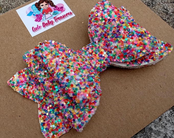 Sprinkle Glitter Pigtail Bows: Handmade Alligator Clip Hair Accessories