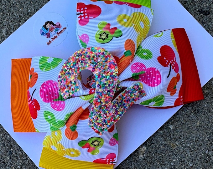 Fruit Mouse Hair Bow: Personalized Chunky Grosgrain Ribbon Clip