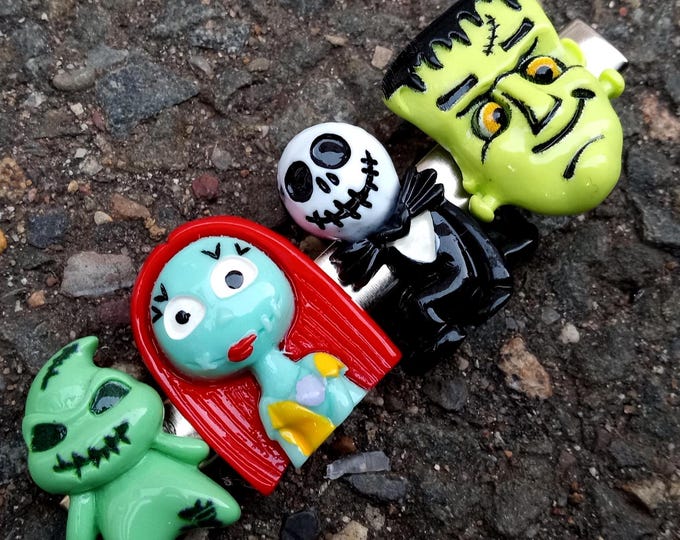 Horror Monsters-Boo-Sally-Jack-Oogie Boogie-Frankenstein-Large Halloween Hair Clip-Hairpin-Spooky-Resin Clay-Festive-Trick Or Treat Gifts