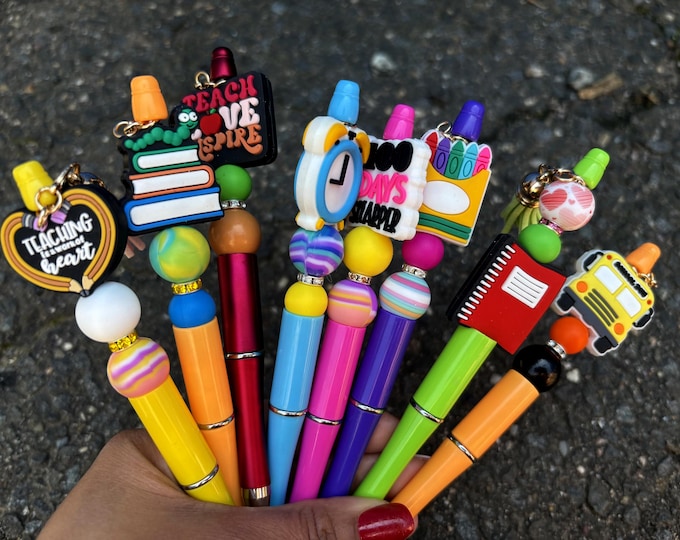 Silicone Beaded Teacher Pen: Handmade Custom Office Gift