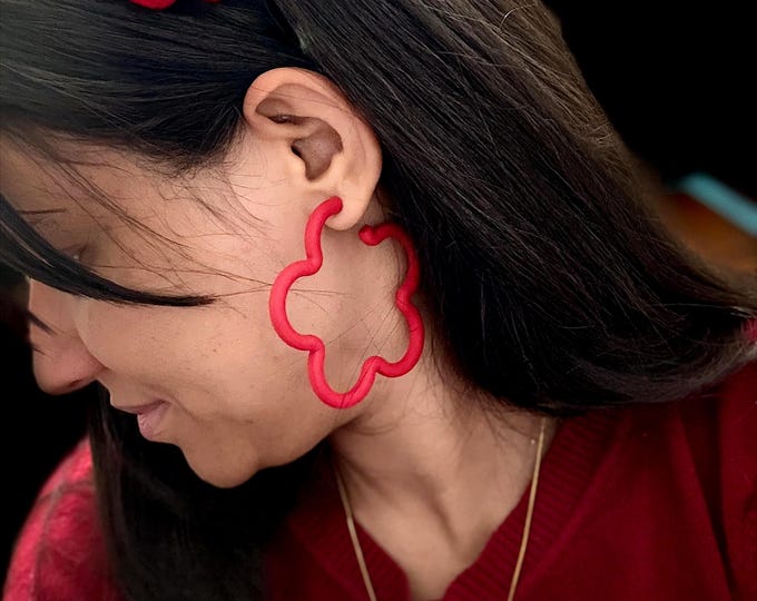 Matte Acrylic Hoop Earrings – Large Dangle Hearts, Flowers, Stars, Circles