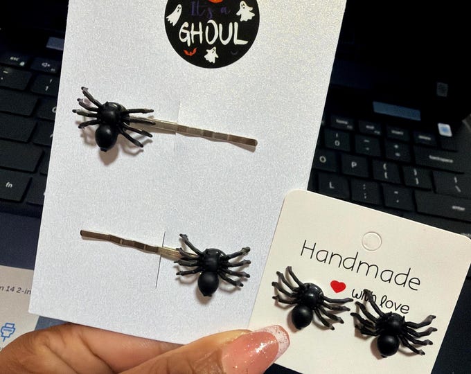 Spider Earrings or Bobby Pins (Set of 2) - Halloween Hair Clips