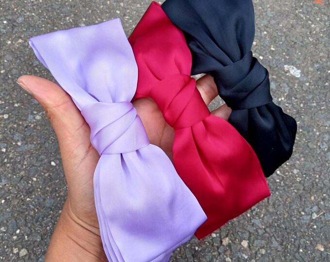 Oversized Satin Hair Bow: Coquette Ponytail Holder, Long Tail