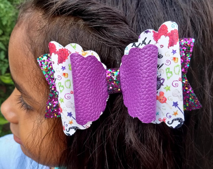 Hocus Pocus Glitter Hair Bow: Sanderson Sisters Witch Clip