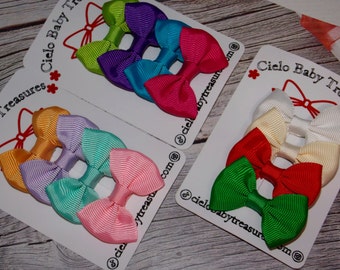 Set of 2 Small hair bows-back to School-Hair Bow for Girls-Mini Hair Bows hair ties-Loop Ponytail Holder-small  bows For Dog-Bow Baby Girls