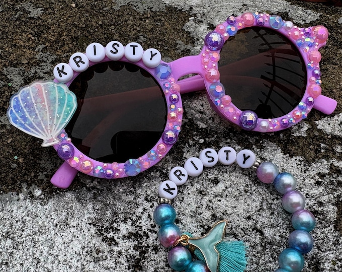 Personalized Mermaid Bracelet: Beaded Name Bracelet, Party Favor