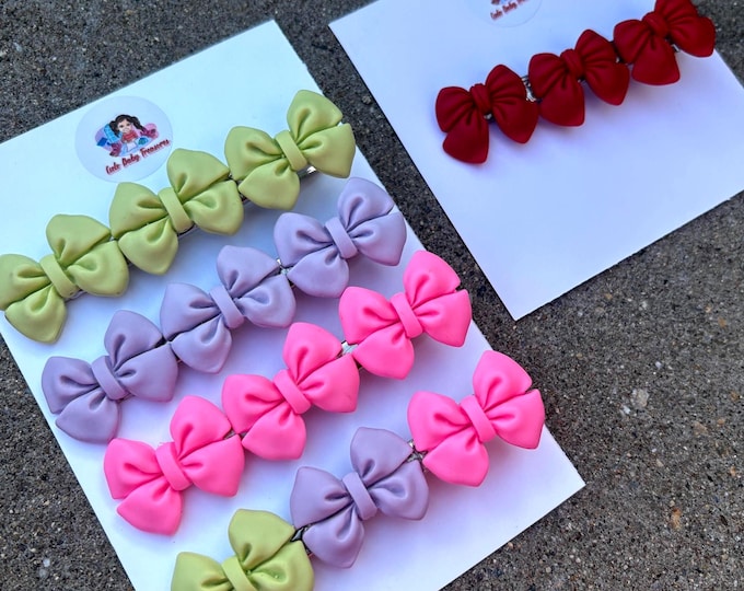 Earrings Or Big Bows Hair Clip: Accessories For Her-Pink, Green, Purple and Red