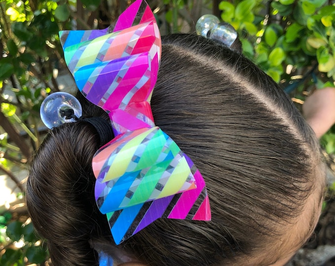 Rainbow Waterproof Hair Bow: Jelly Pool Bow, 4 Inch