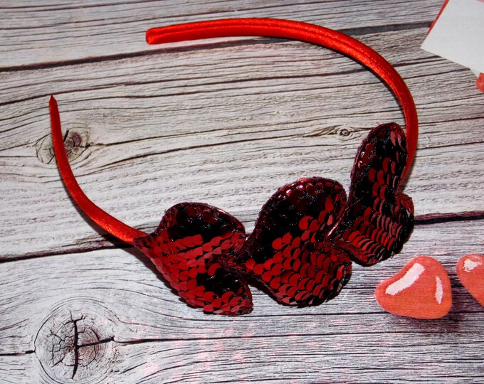Hearts Headband-Valentine's Day-Red Hearts Conversation-Girl-love Accessories Best Friend Gift-kids Present-Birthday Plastic Red Headband