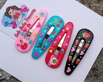 Summer Snap Hair Clip-Bear/Flowers/brilliant Resin hair clip/Toddler Clip Acrylic/Girls Gift/Barrette Back to School/Spring hair clip/Bonny-