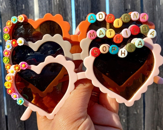 Personalized Sunglasses-Girls Fashion Heart-Mini Flowers Glasses-Name Sunglasses Heart/Birthdays Funny Sunglasses Baby-Birthday/gift kid