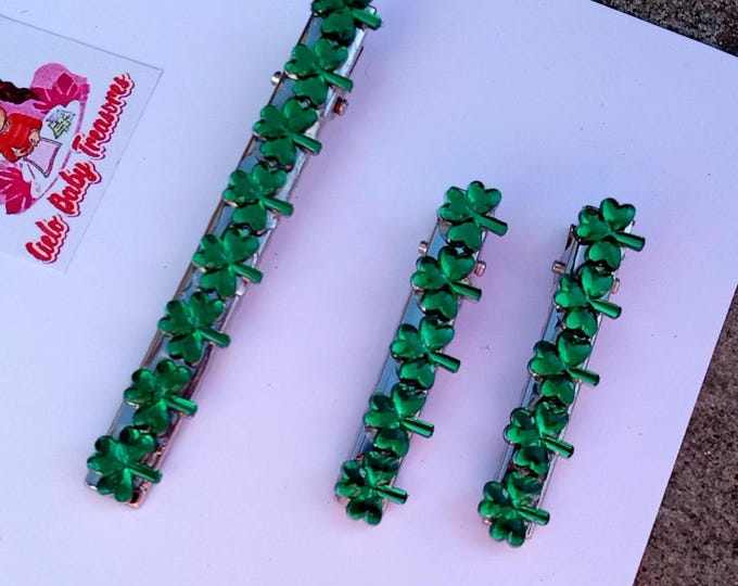 Hair Clips-Small Shamrock Green Hair Clip-Patrick’s Day Hair Clips-Girl-Green Girl Clip-Toddler Clips-Clay Plastic Clip-St.Patrick’s Day