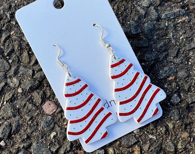 Handmade Christmas Earrings – Santa Hat & Tree Cake Jewelry