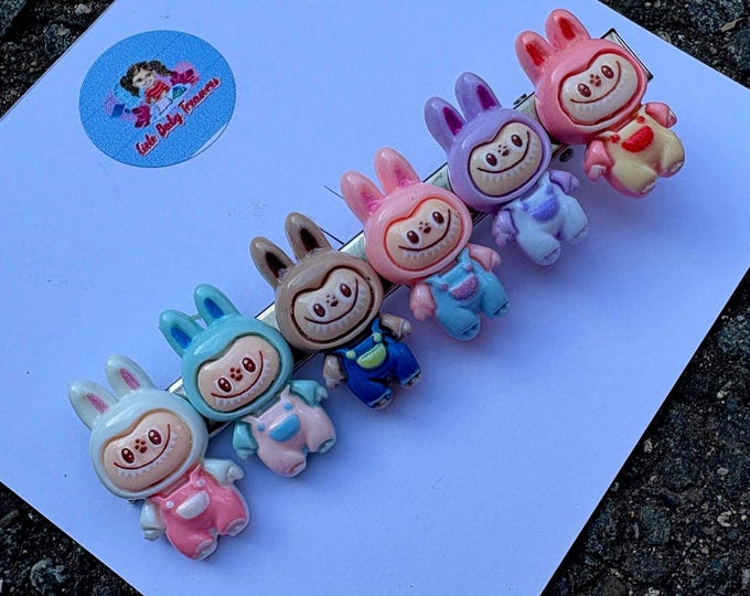 Set of 2 Dolls Hair Clips - Handmade Monster Bows - Toddler Hair Accessories