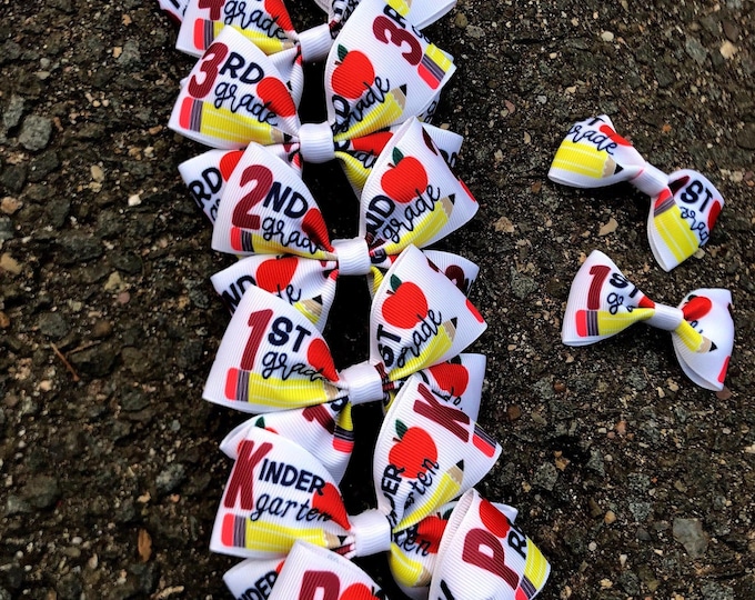 Back to School Hair Bow: Handmade Outfit Bows for Grades Pre-K to 5th