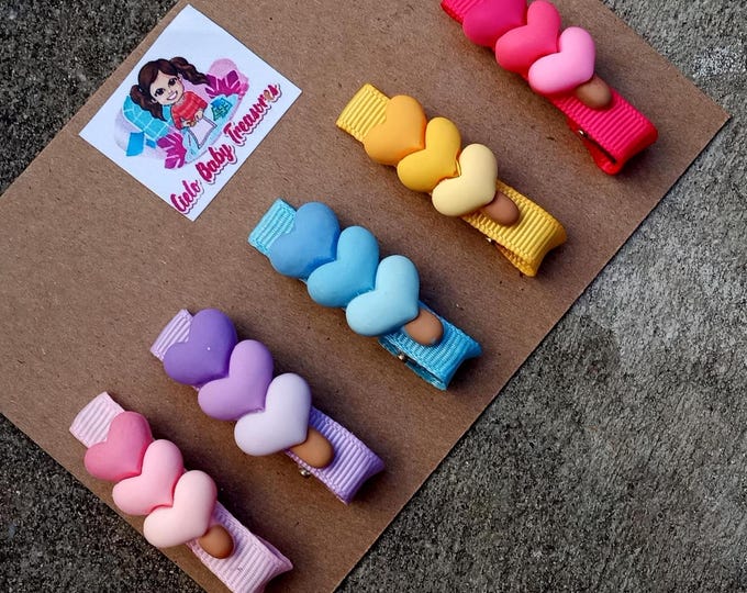 3 Hearts Hair clips Baby Girls-Love Alligator Clips-TO FROM-Clip-Barrette-Toddler Clip-Accessories-Not Slippery-Perfect trimming bang