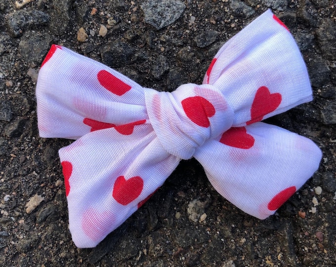 Longtail Bow, Valentine's Day Hearts, Baby Headband or Clip